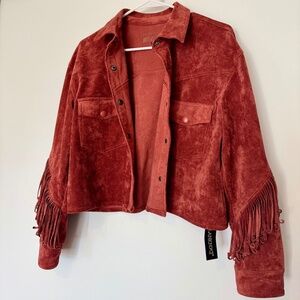 NWT Blank NYC Fringe Suede Shacket Size Small